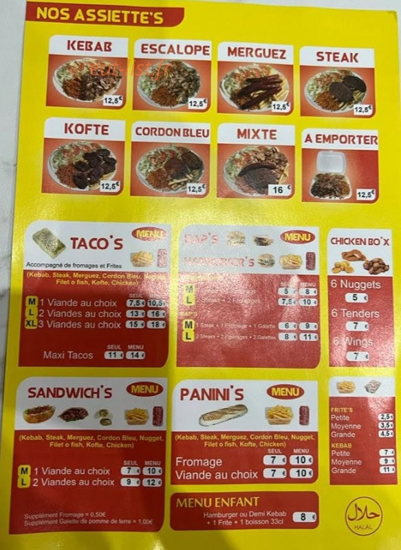 Izmir Kebab — carte page 2