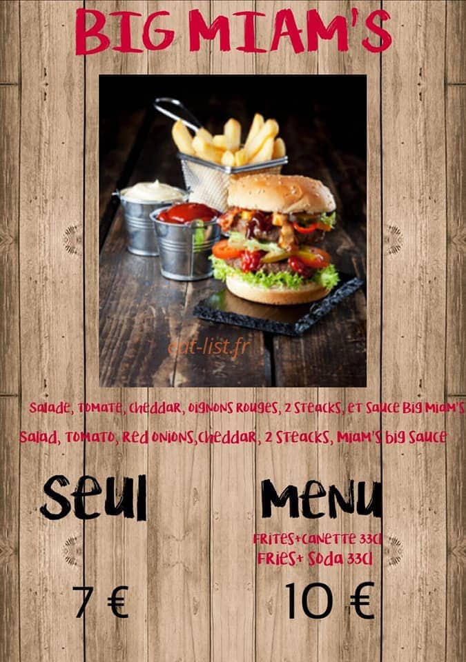 Snack Le Miam's — carte page 1