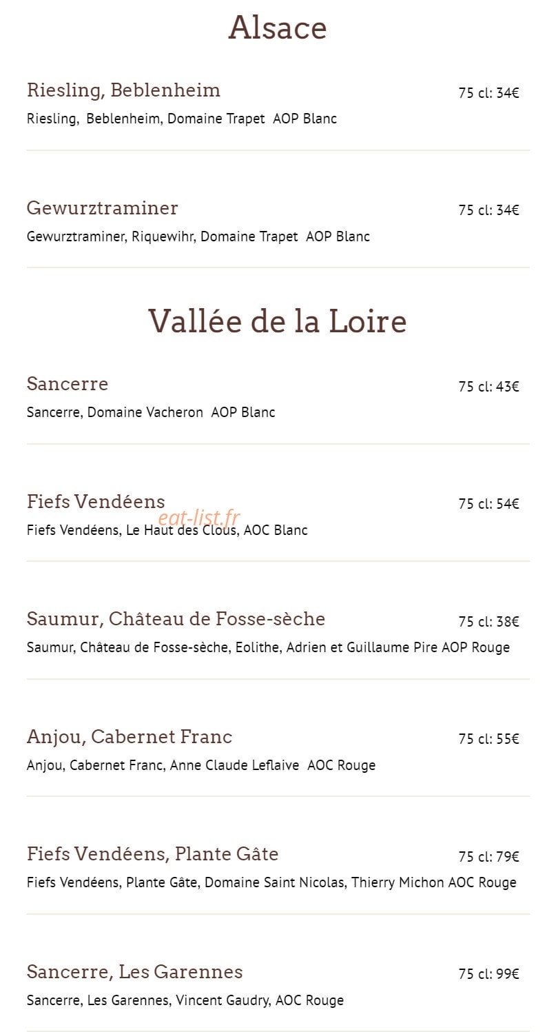 L'Auberge Lentaise — carte page 8