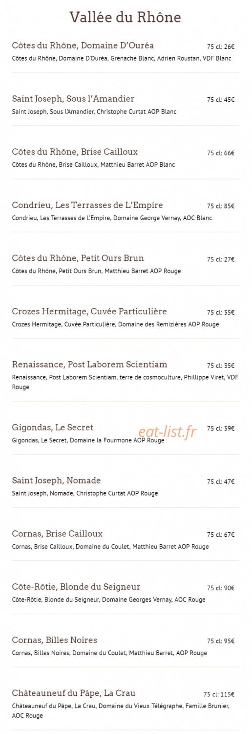 L'Auberge Lentaise — carte page 9