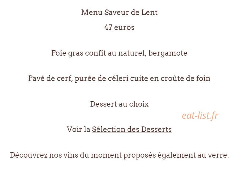 L'Auberge Lentaise — carte page 2
