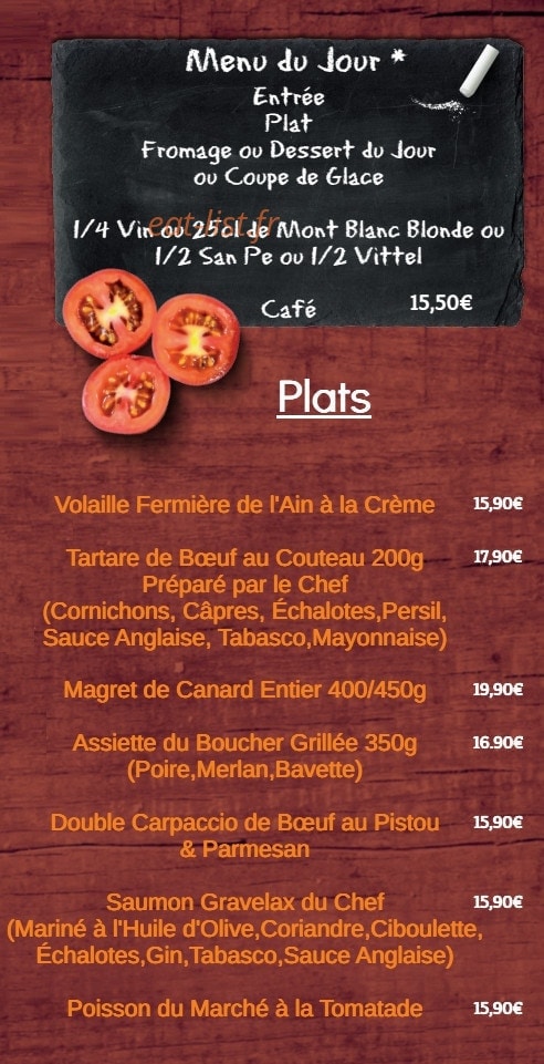 Auberge du Suran — carte page 1