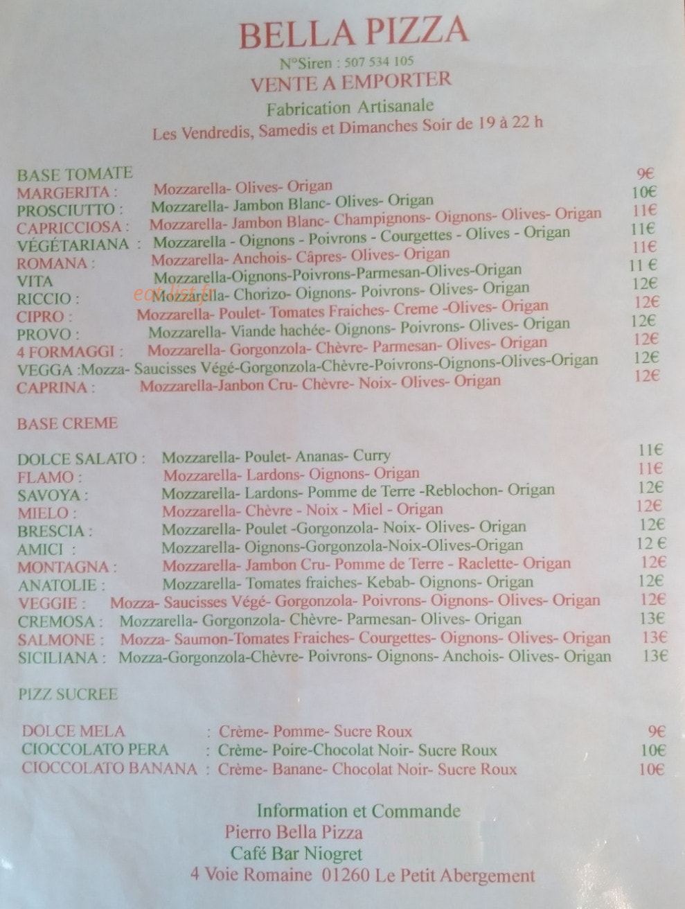 Chez Mireille — carte page 1