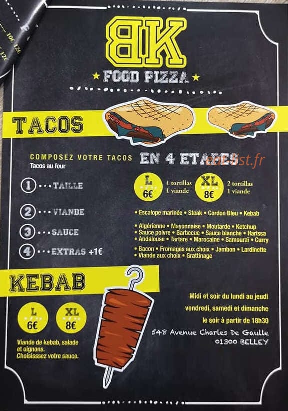 Bk food pizza — carte page 1
