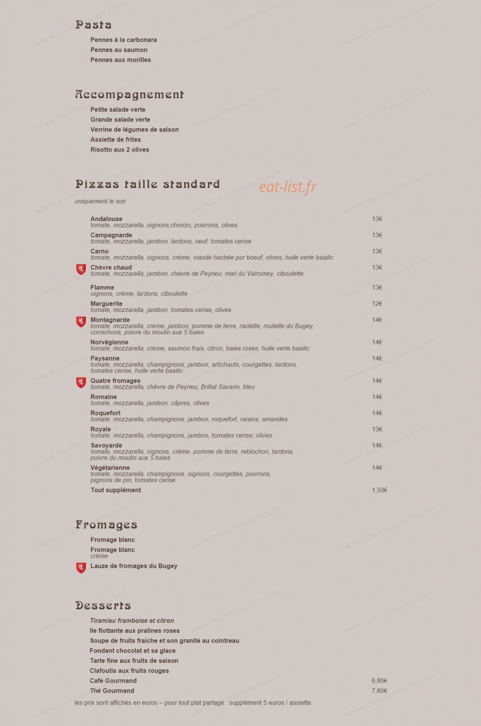 Brasserie des Terreaux — carte page 3