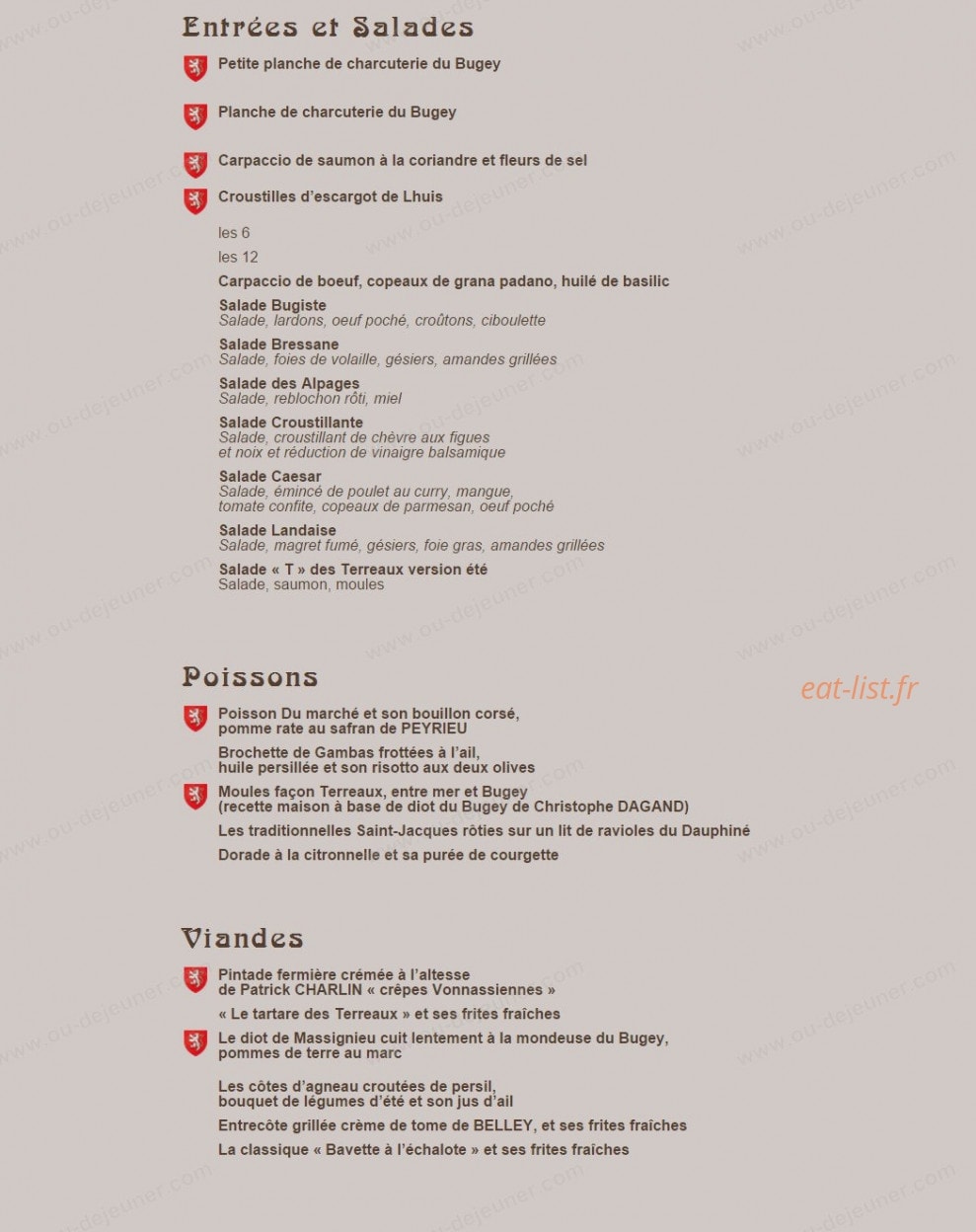 Brasserie des Terreaux — carte page 2