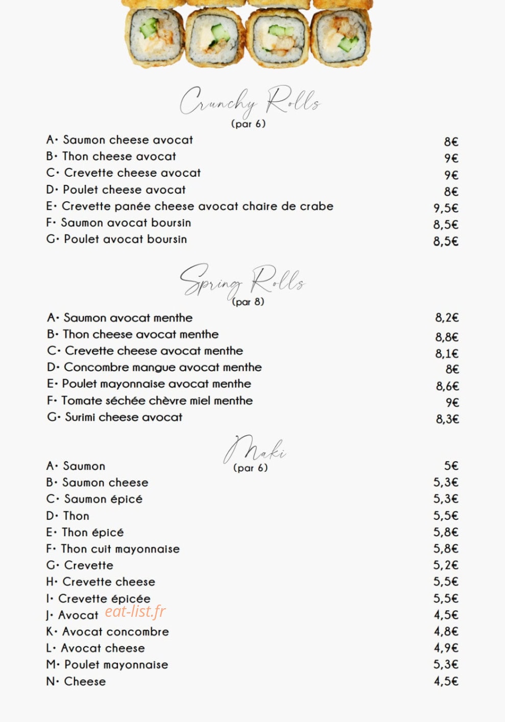 O'mimi Sushi — carte page 4