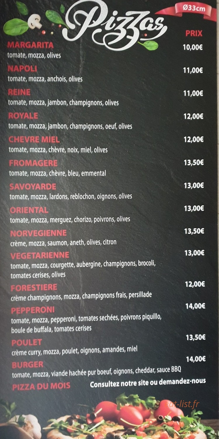 Pizza'Xav — carte page 1
