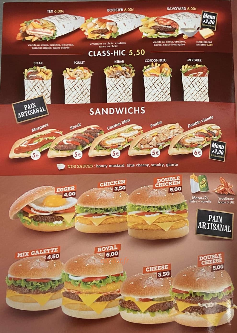 Zap food — carte page 1