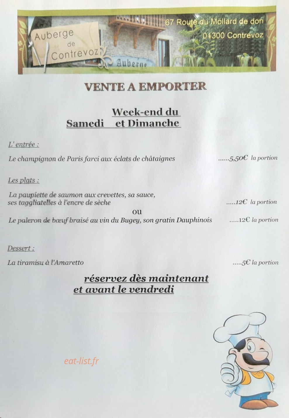 Auberge de Contrevoz — carte page 1