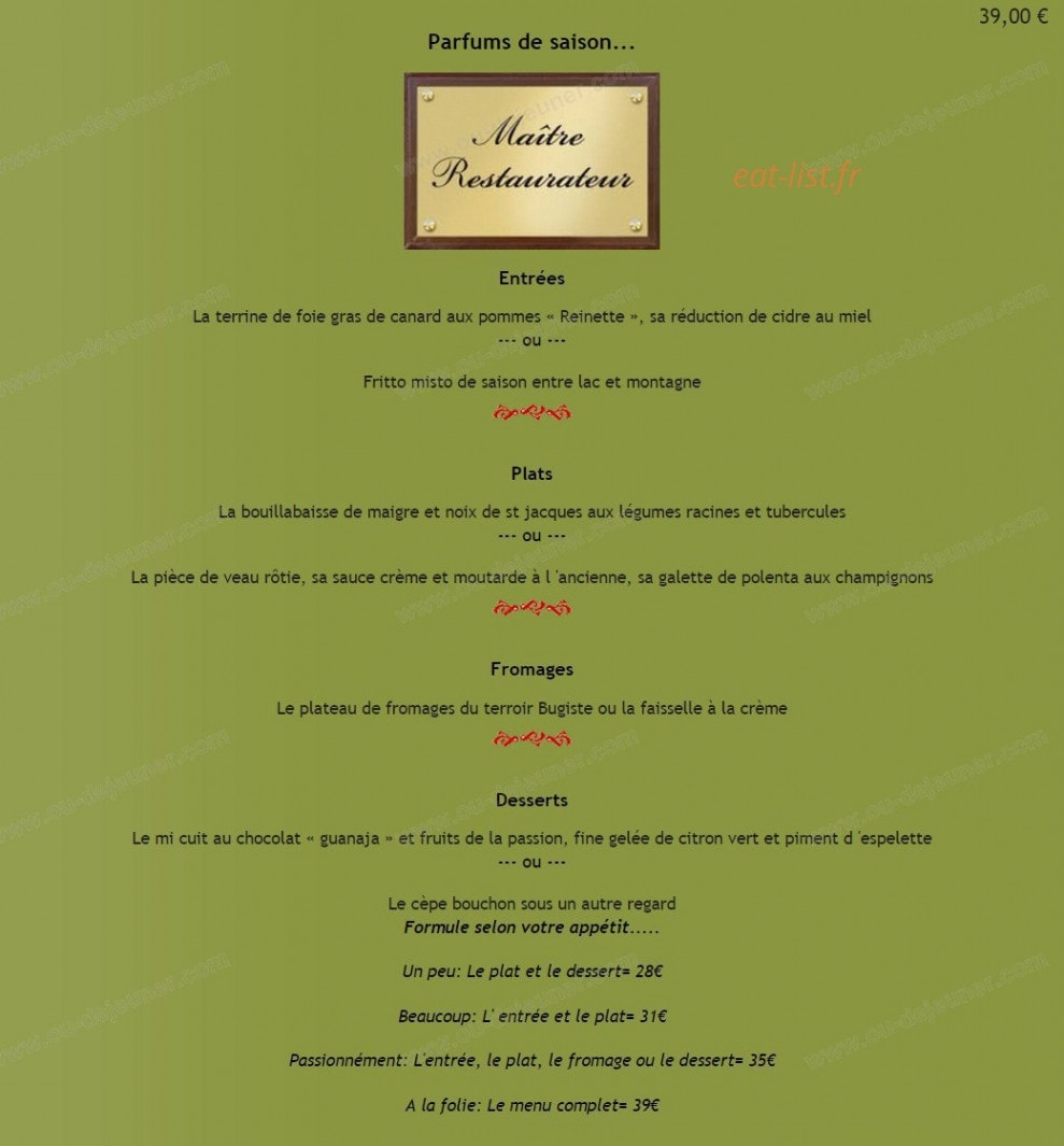 Auberge de Contrevoz — carte page 6