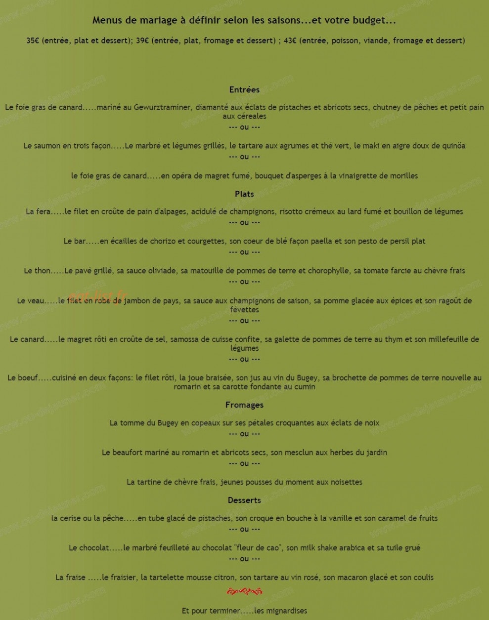 Auberge de Contrevoz — carte page 4