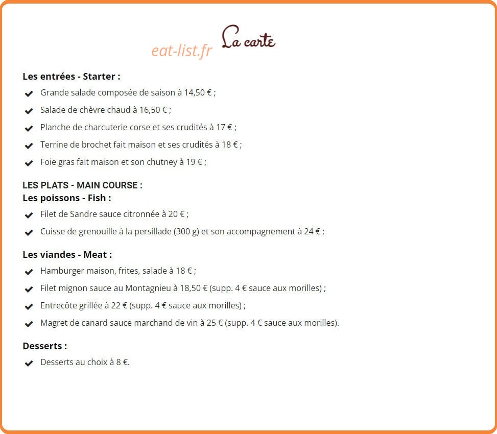 Auberge du Grand Thur — carte page 1