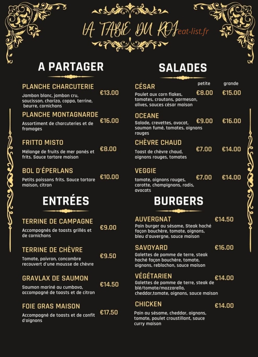 La Table Du Roi — carte page 1