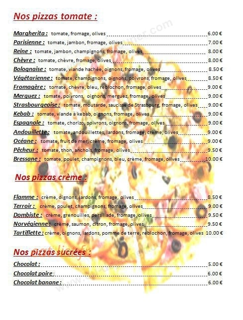 De Nico Pizzas — carte page 1