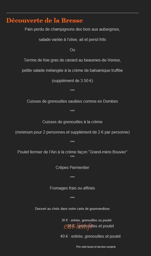 Chez la Mère Bouvier — carte page 1