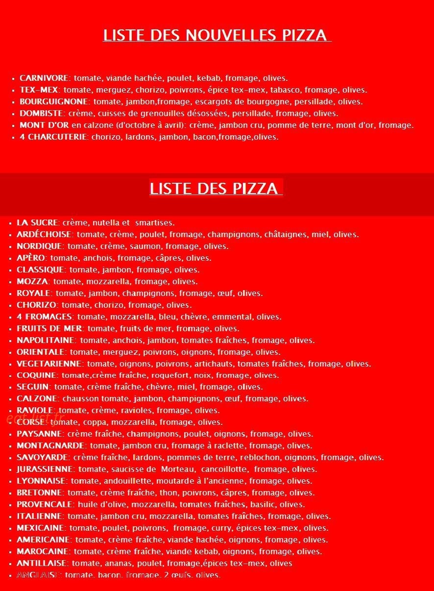 La Pizz — carte page 1
