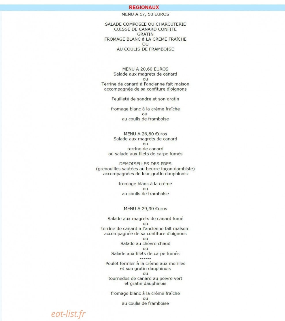 Auberge du Mollard — carte page 1