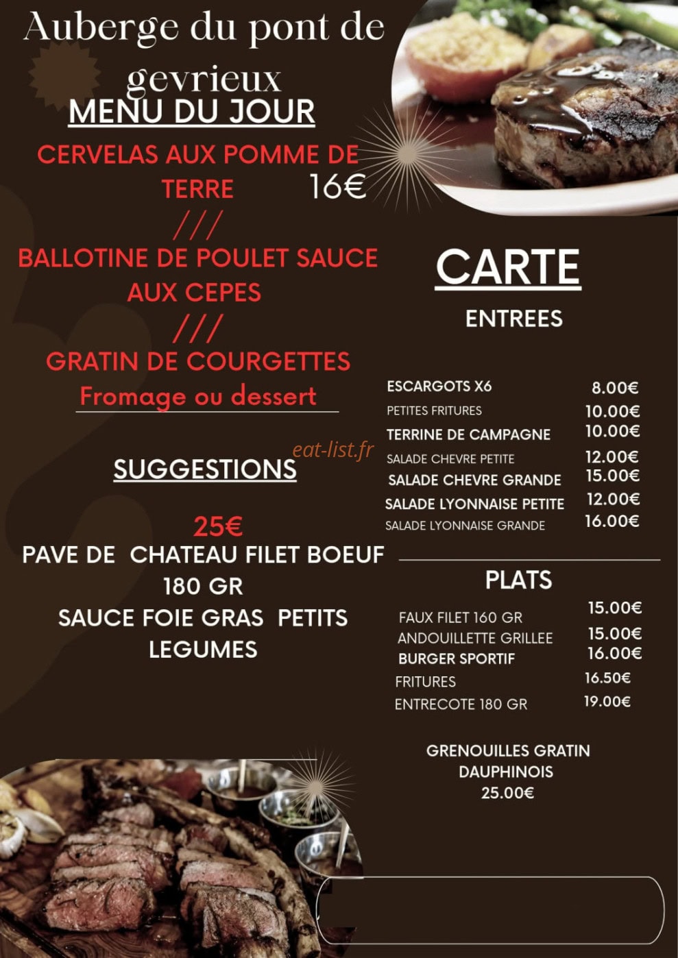 Auberge du Pont de Gévrieux — carte page 1