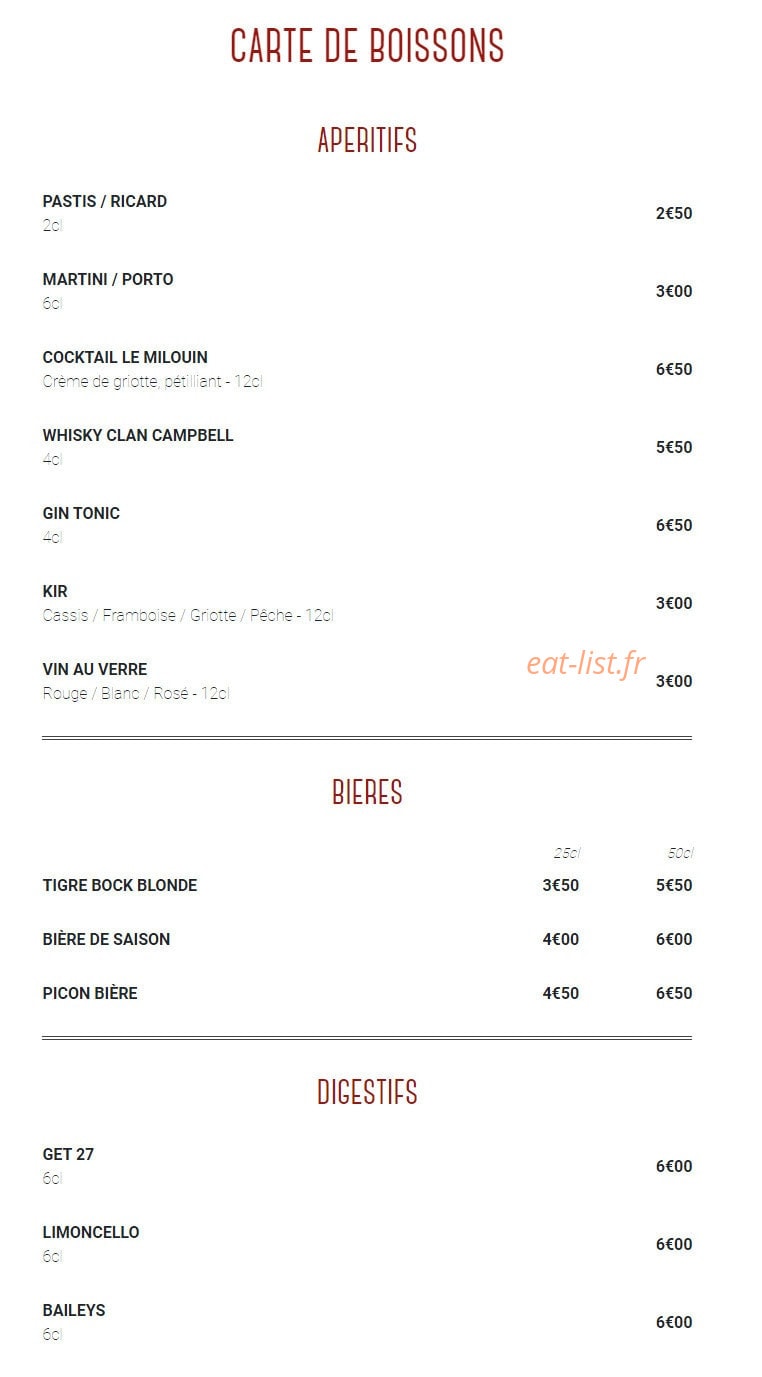 Le Milouin Restaurant — carte page 7