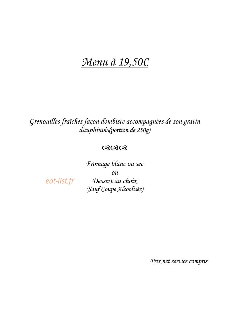 Le Comptoir des Dombes — carte page 1