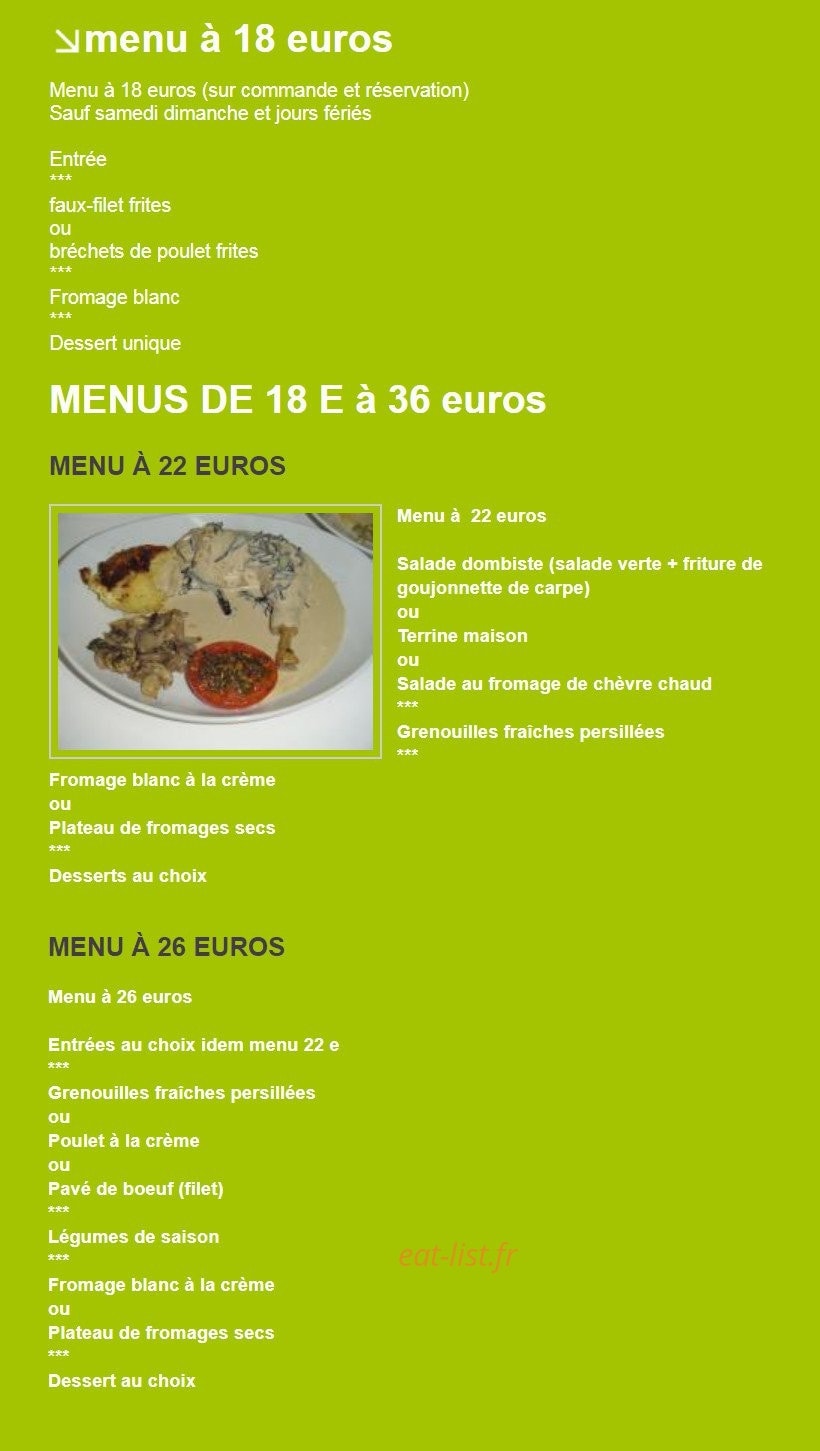 Auberge La Sauvagine — carte page 2