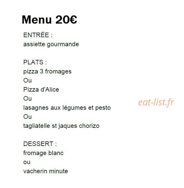 Restaurant La Toscane — carte page 1