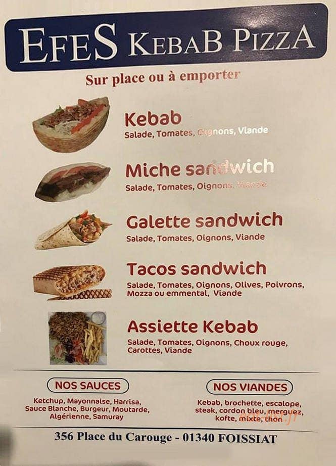 Efes Kebab Pizza — carte page 2