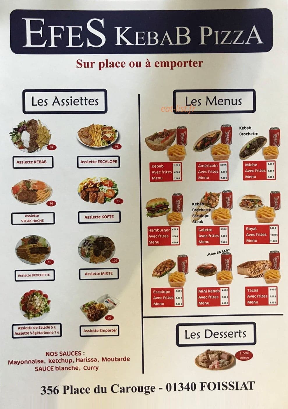 Efes Kebab Pizza — carte page 3