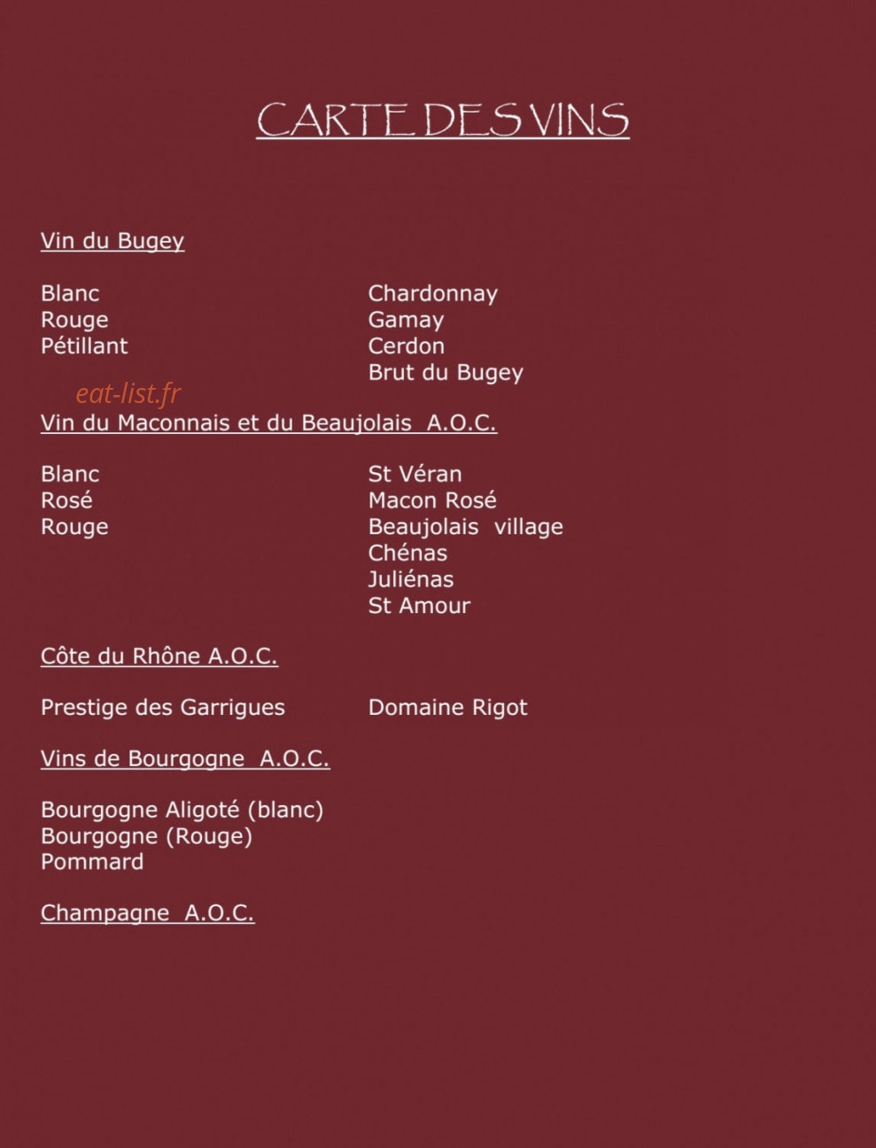 Auberge du Poirier — carte page 3