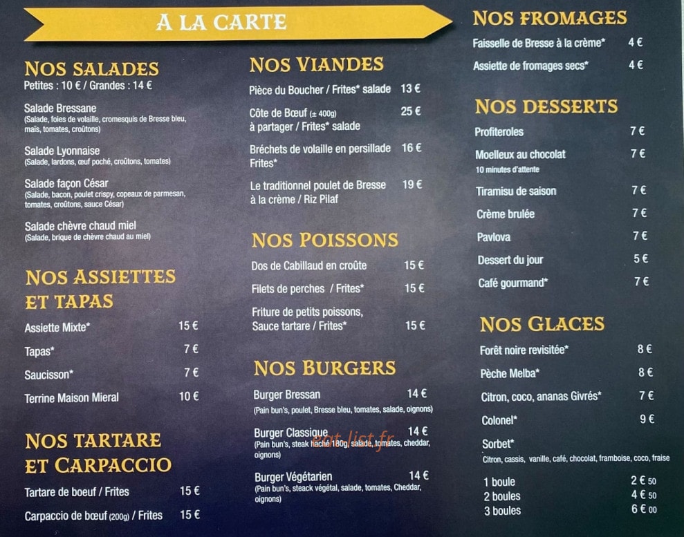 Brasserie du lac — carte page 2
