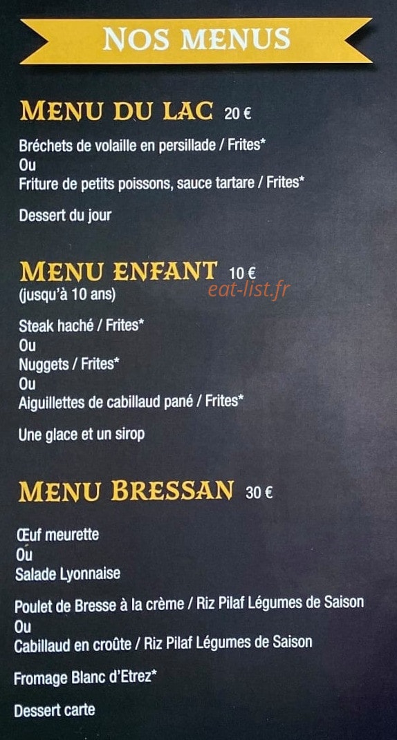 Brasserie du lac — carte page 1