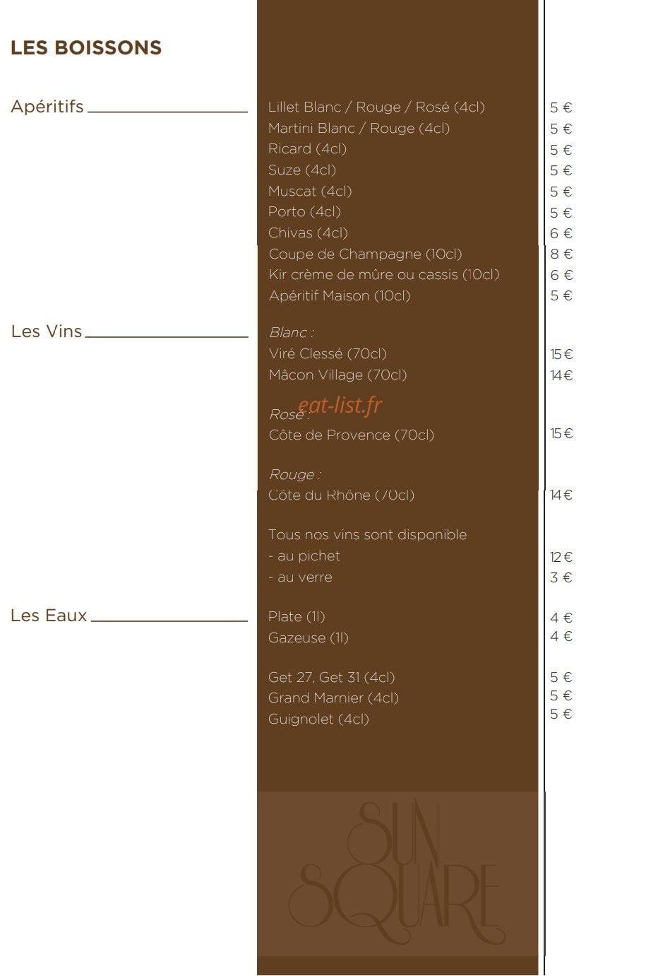 Happy Burger — carte page 3