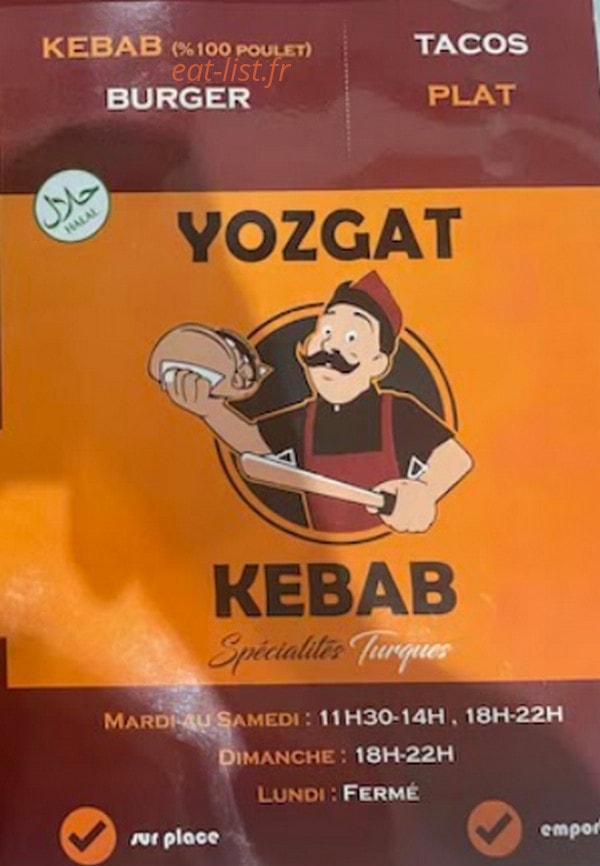 Yozgat Kebab — carte page 1