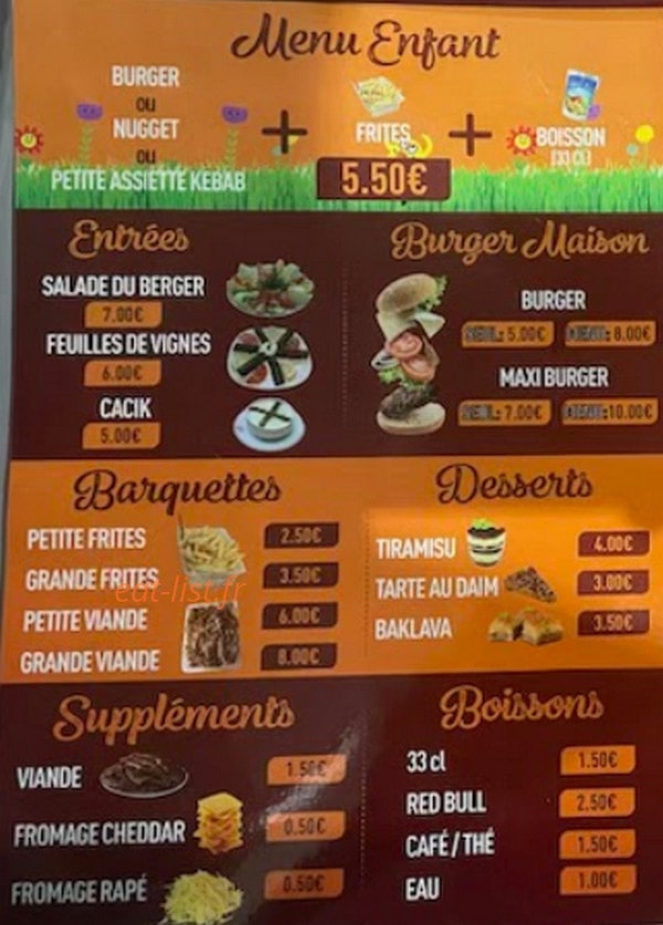 Yozgat Kebab — carte page 3