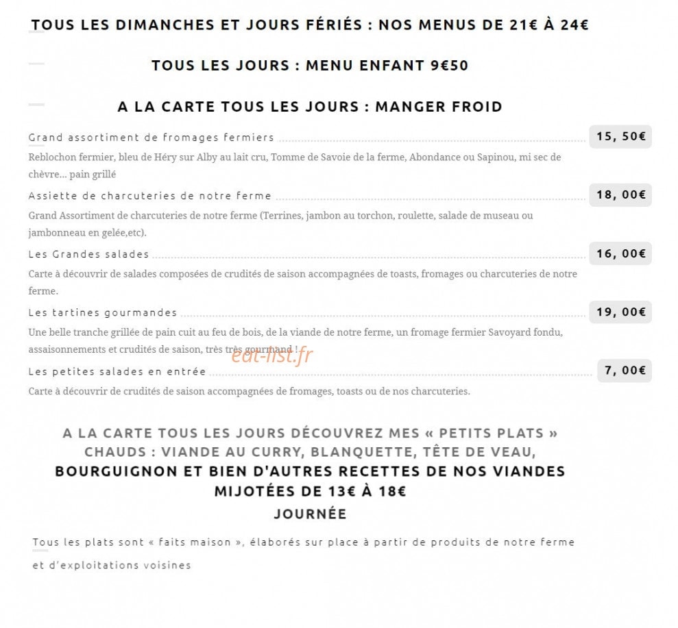 La Ferme du Marais — carte page 1