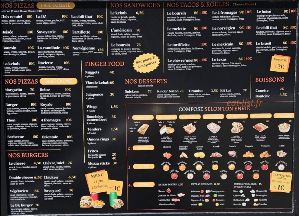 Bk Food pizza — carte page 1