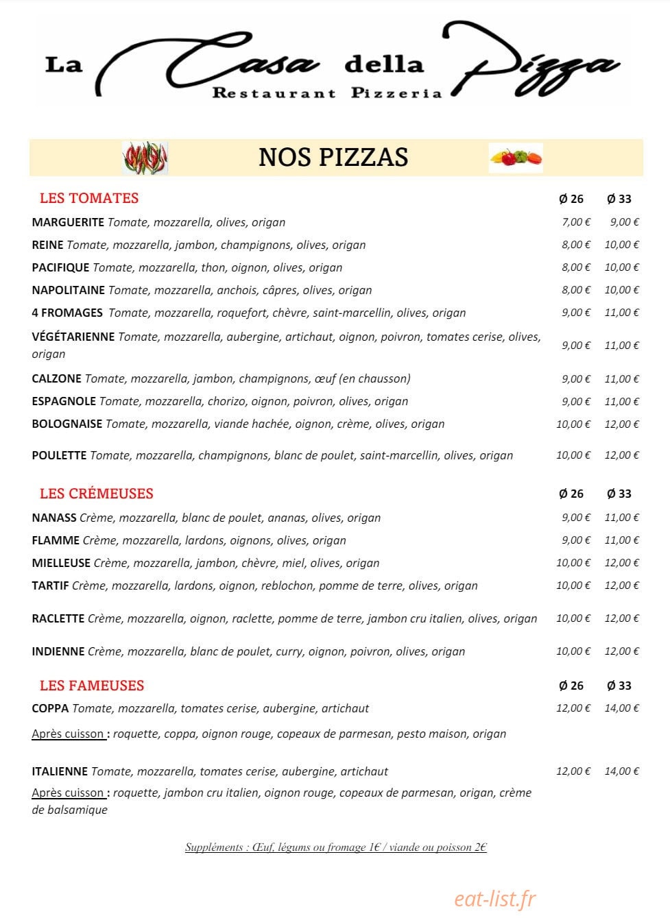La Casa della Pizza — carte page 1