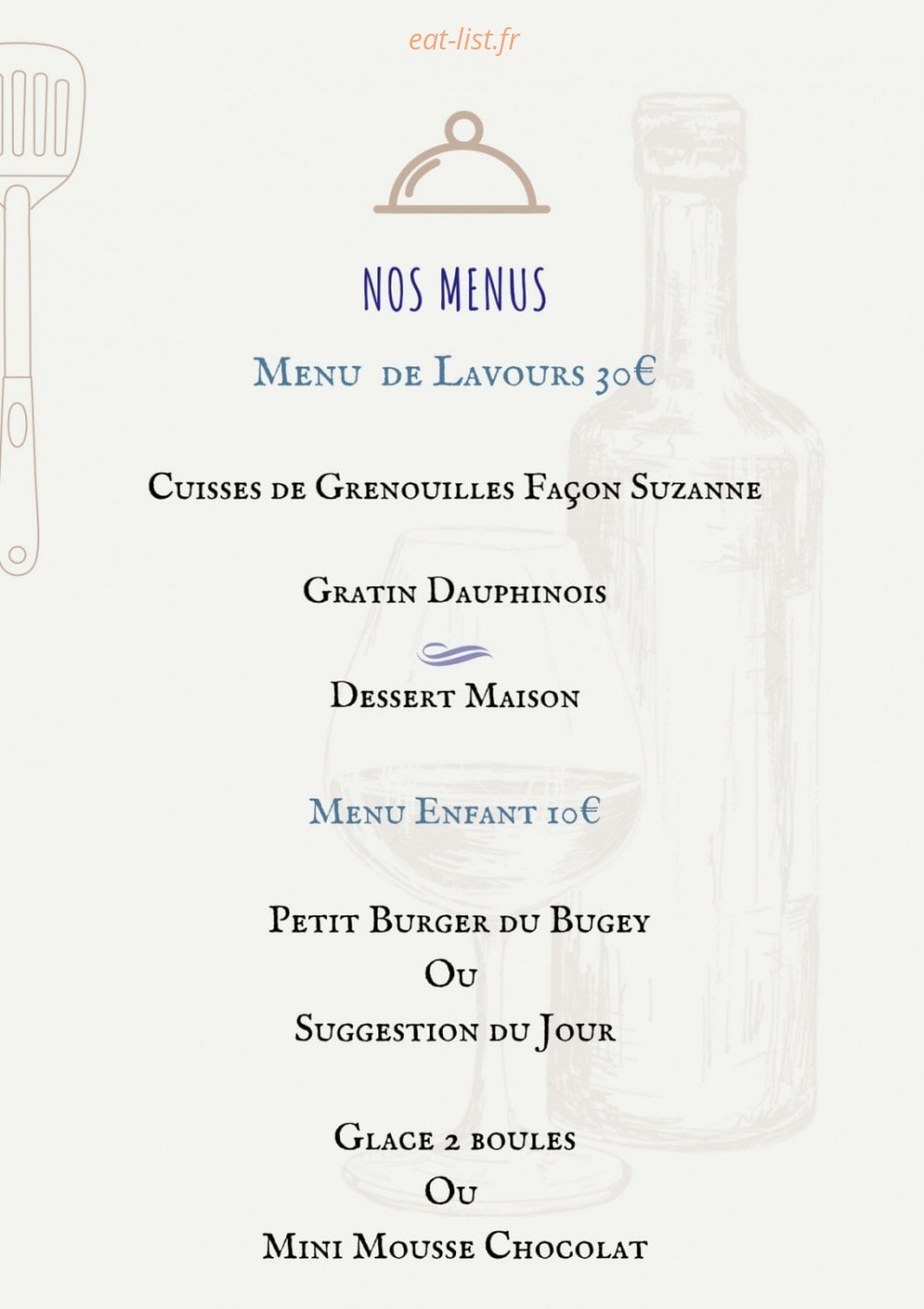 Auberge De La Paillere à Lavours  menu et photos