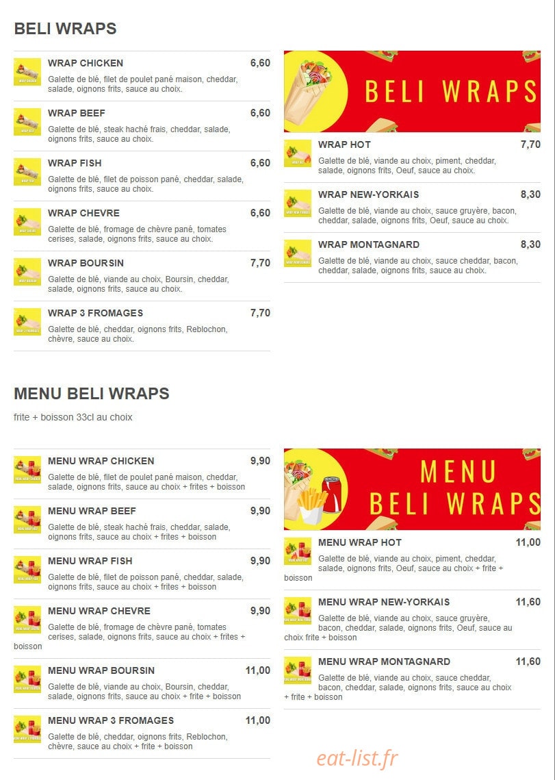 Beli Chicken — carte page 3