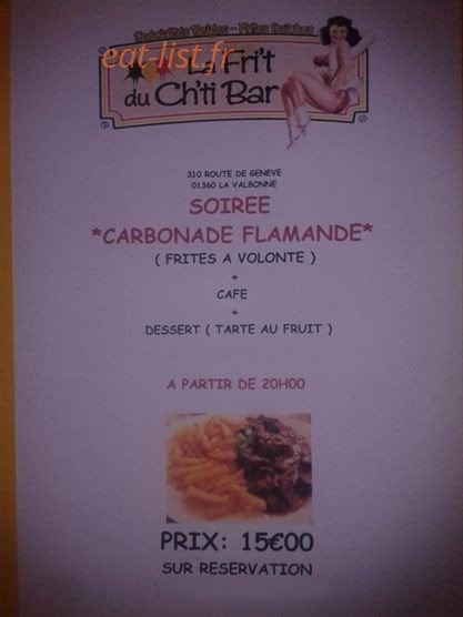 La Frite du Ch'ti Bar — carte page 2