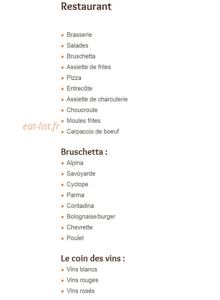 Chez Babeth — carte page 1