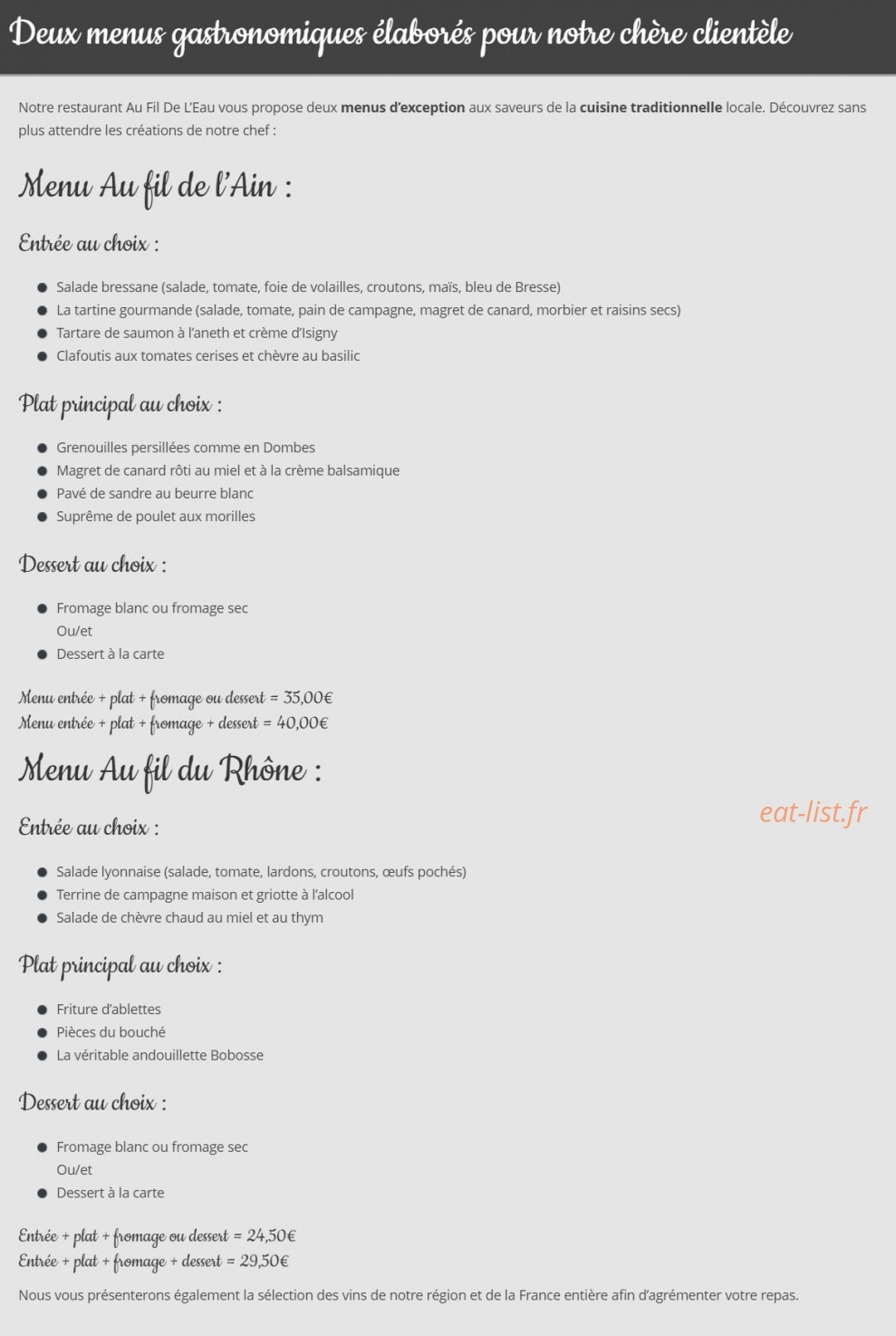 Au Fil De L'eau — carte page 2