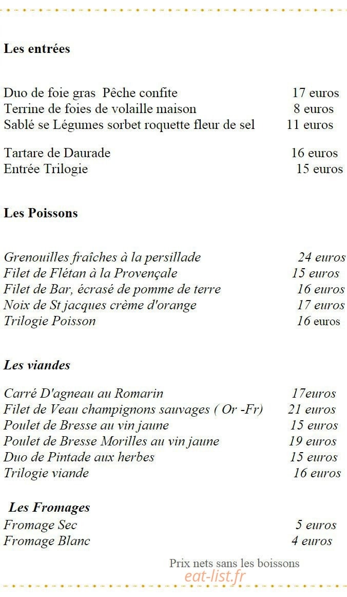 Au Vieux Meillonnas — carte page 6
