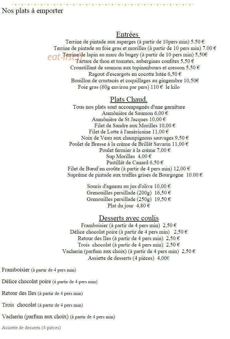 Au Vieux Meillonnas — carte page 9