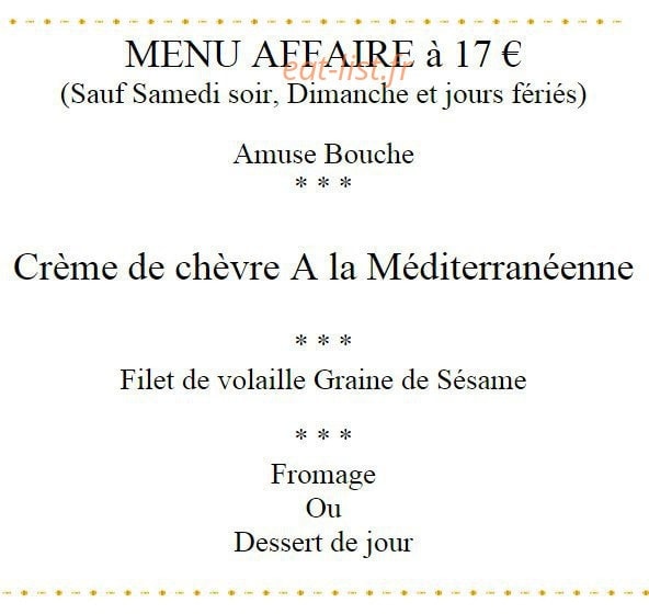 Au Vieux Meillonnas — carte page 1