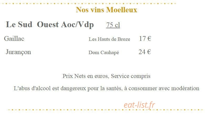 Au Vieux Meillonnas — carte page 12