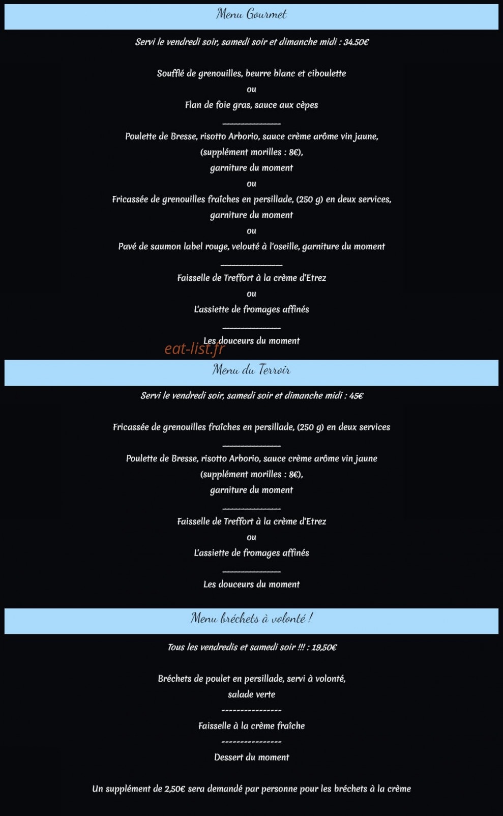Auberge Le Revermont — carte page 2