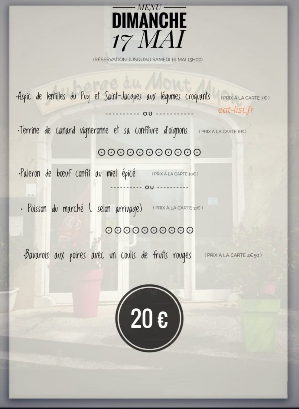 Auberge Du Mont Myon — carte page 1