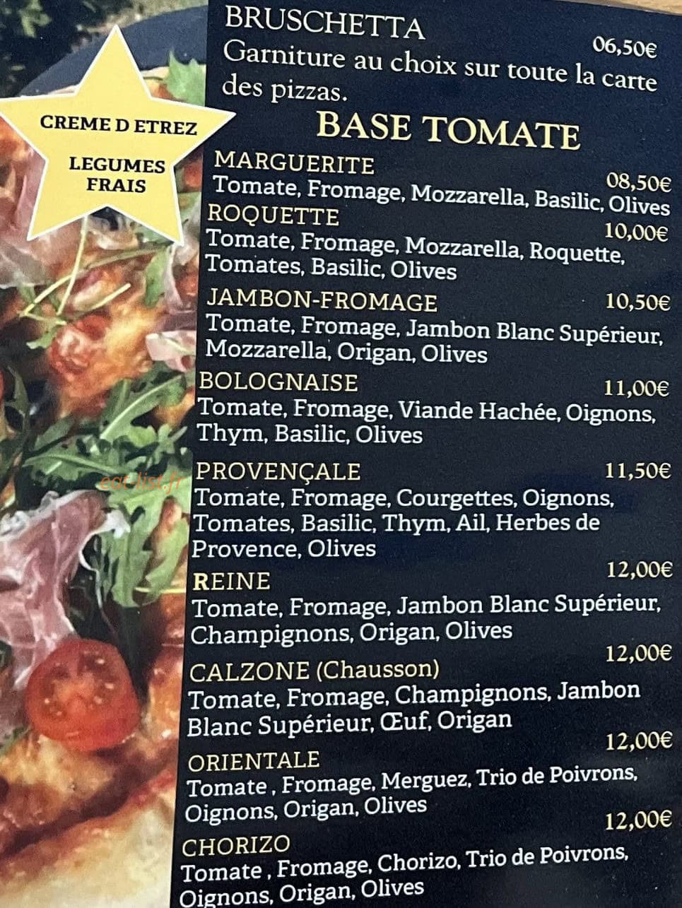 Pizzéria Obélix — carte page 1